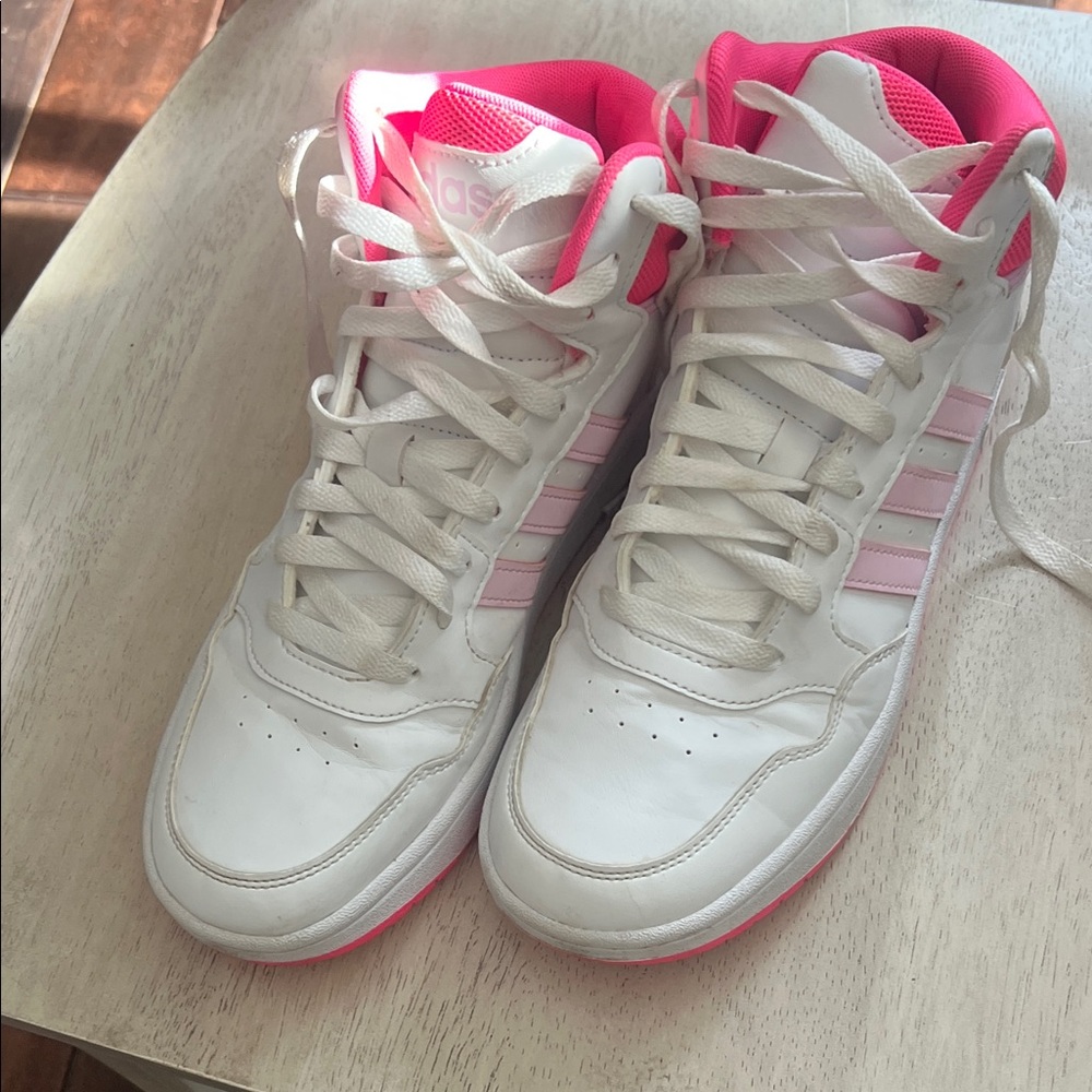 Adidas Women's White and Pink Sneakers